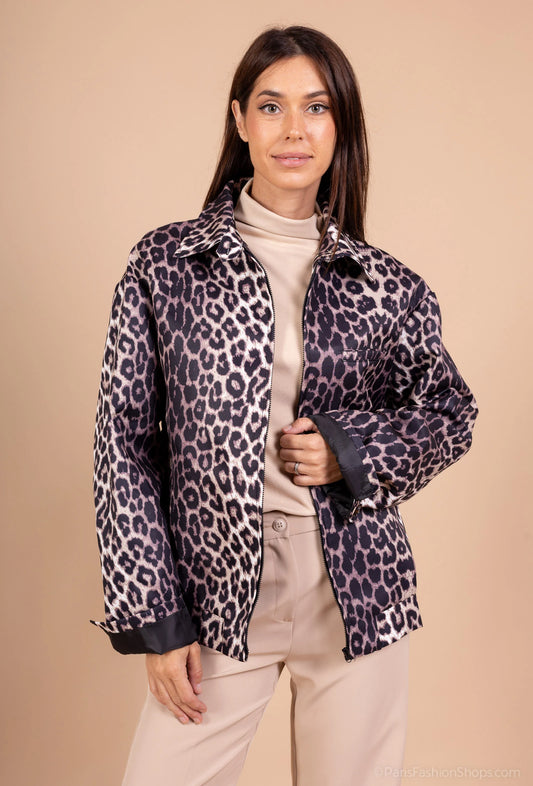 Satin Short Jacket – Shirt Collar – Loose Long Sleeves