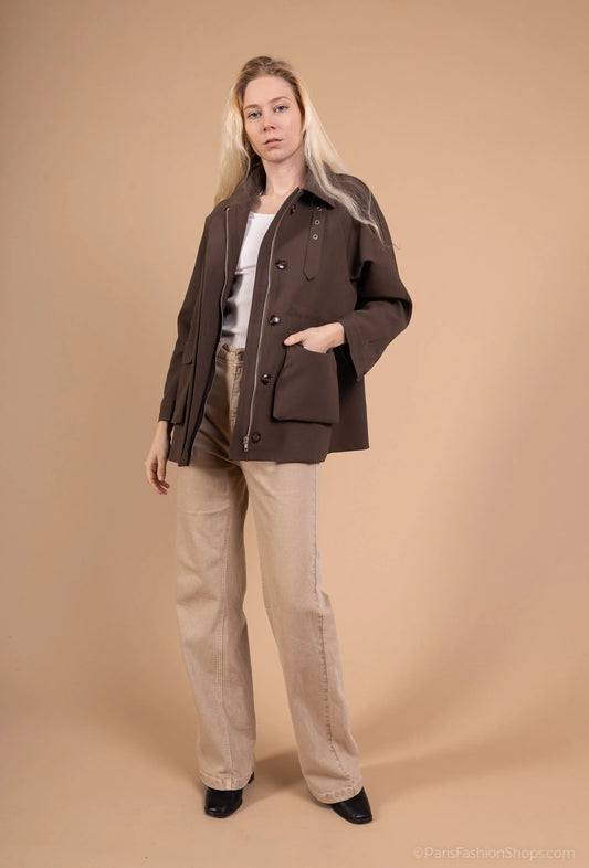 Short jacket with flap pockets and buckle collar detail – urban chic style