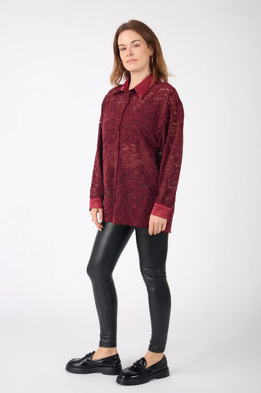 LACEY Shirt – Signature Lace & Satin Collar