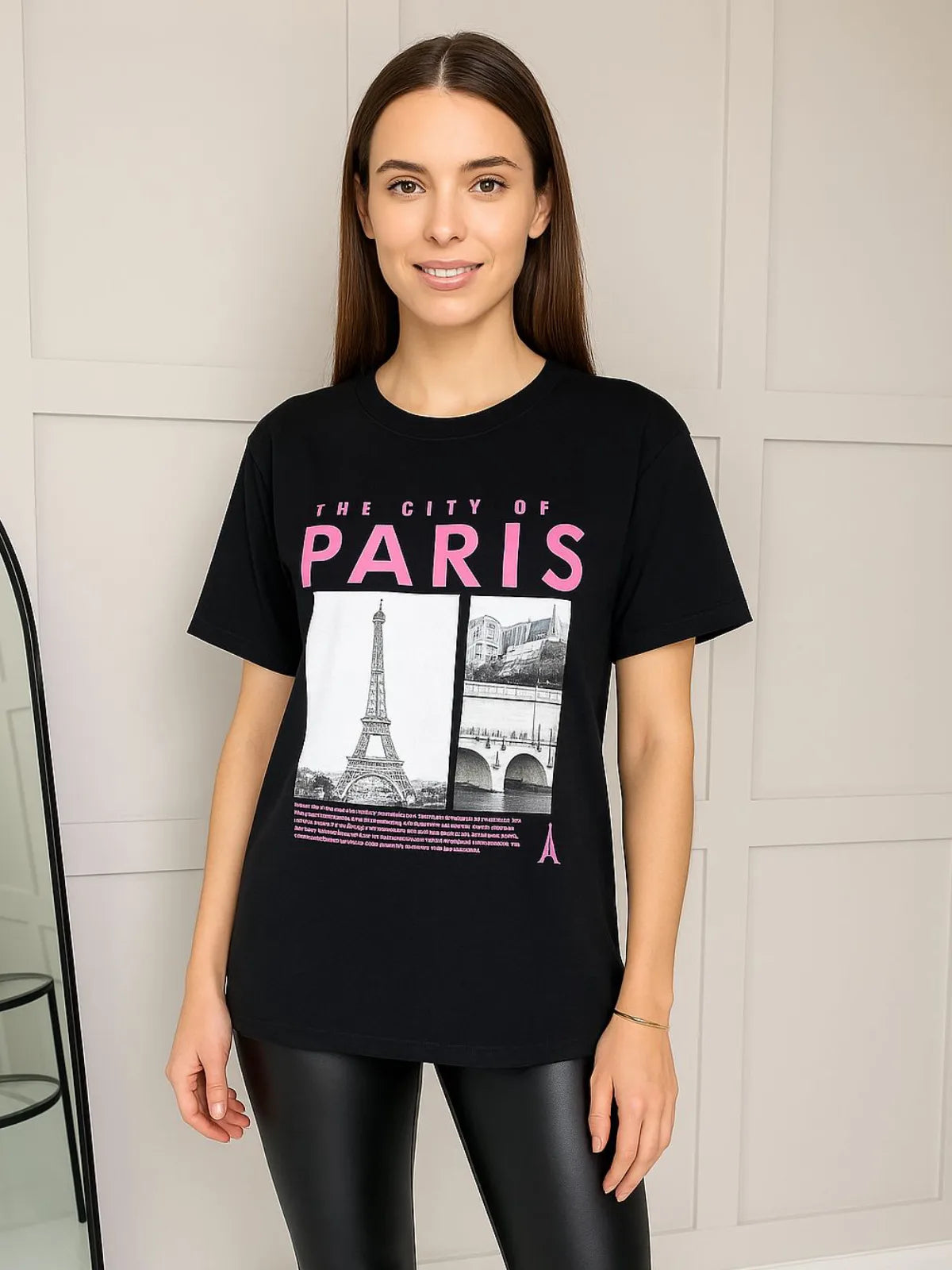 Ladies City Of Paris Love Oversized Tshirt