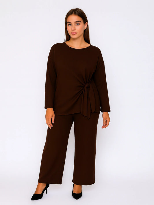 Ladies side tie top and trouser set