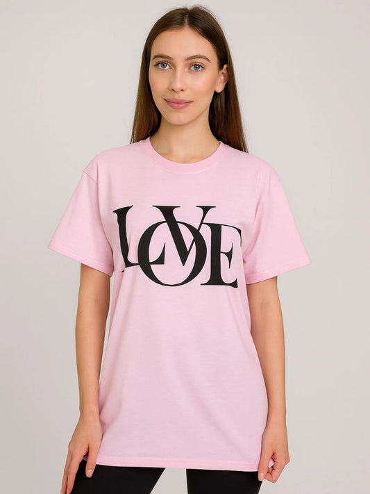Ladies Plain Love Oversized Tshirt