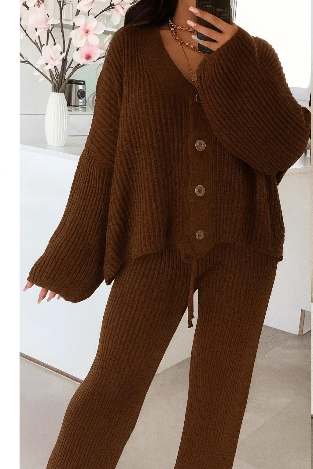 4 button cardigan and trousers set