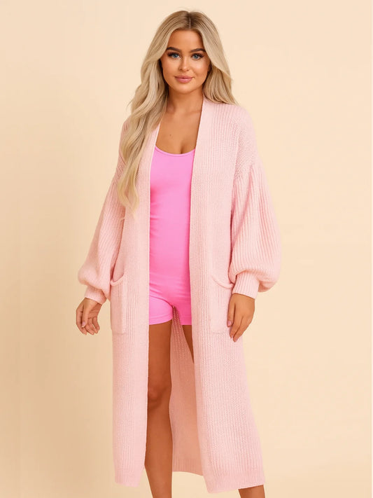 Long balloon sleeve cardigan
