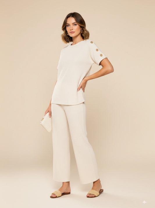 Ladies 8-button on shoulder trousers set