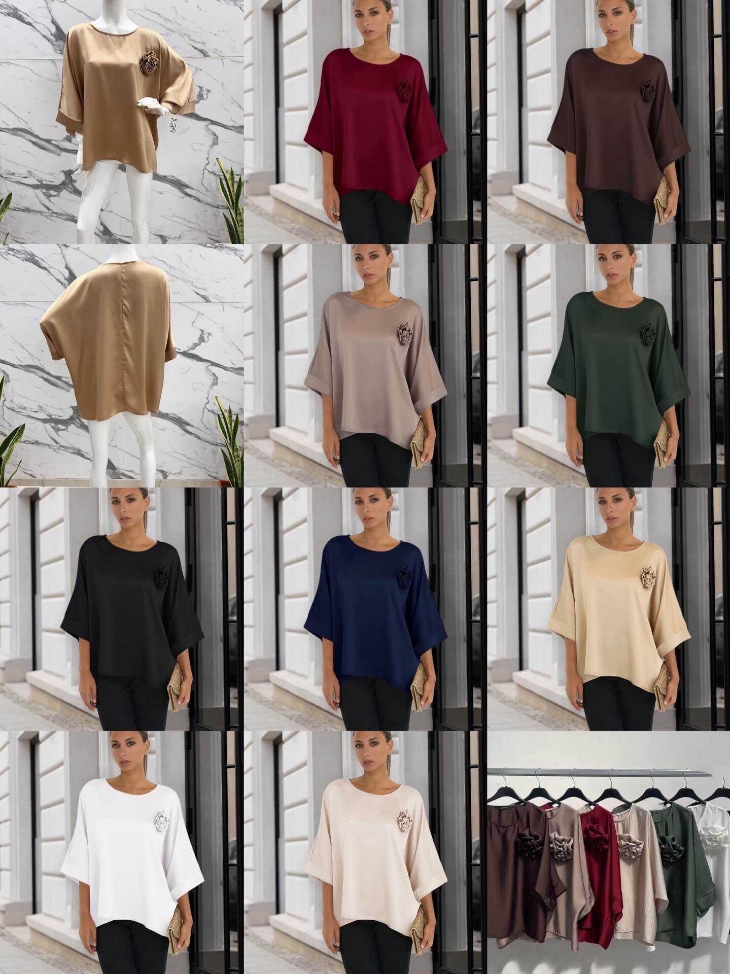 Satin blouse with flower