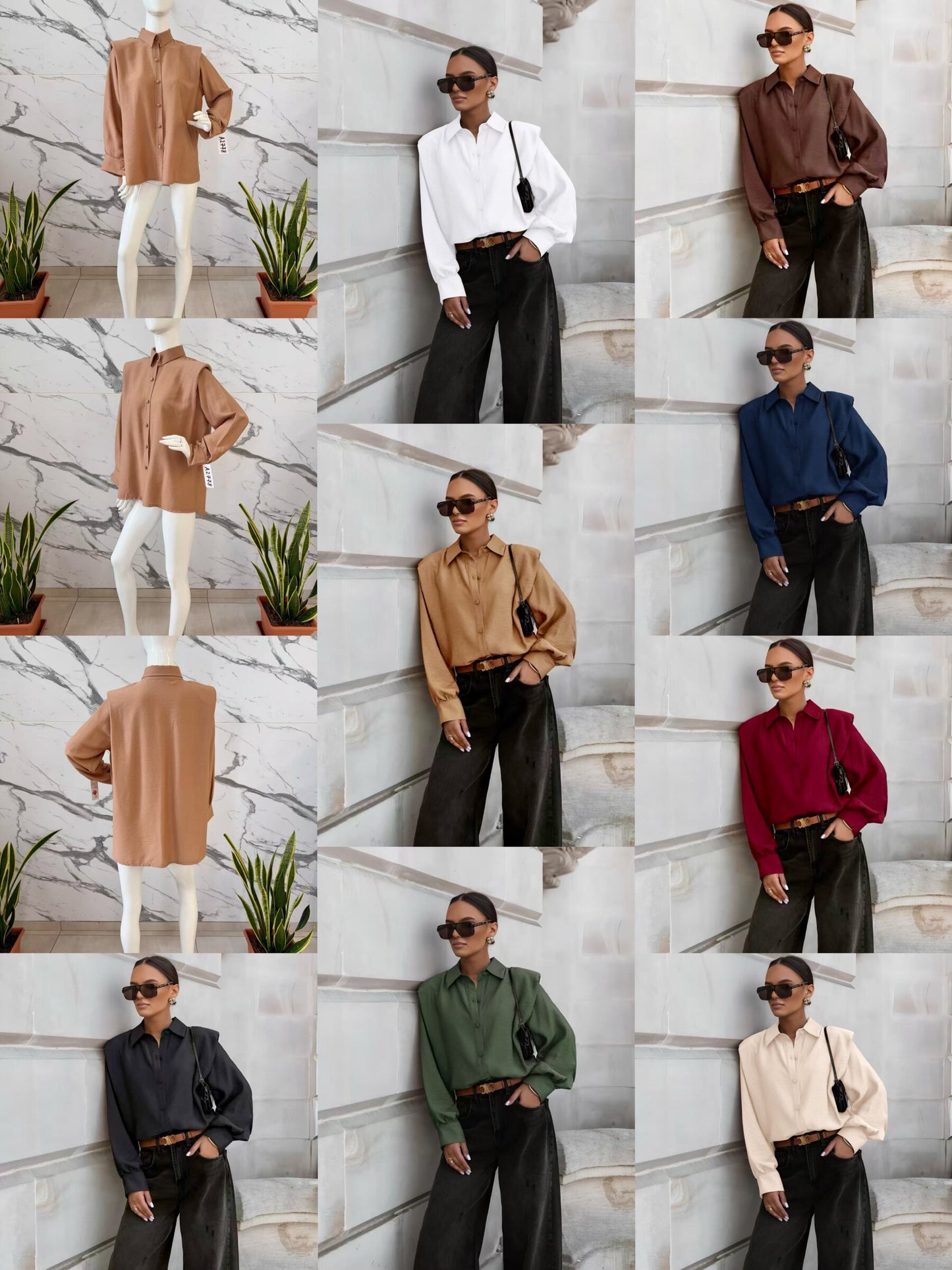 Structured shoulder buttons shirt