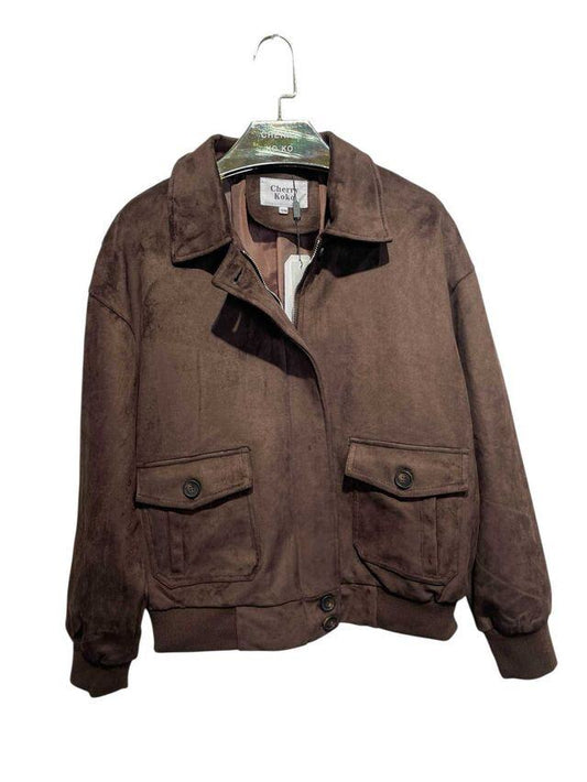 DENVER – Faux suede jacket with patch pockets