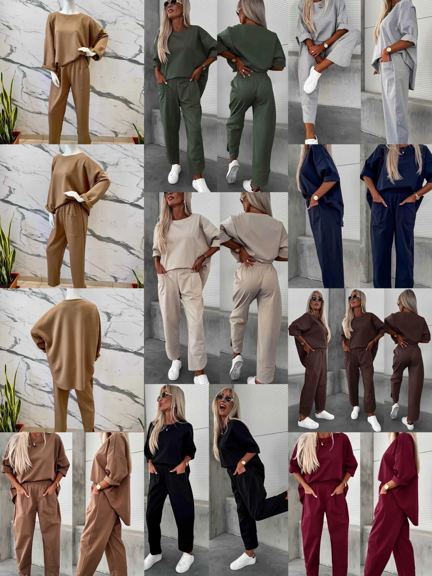 Oversized top and casual pants set