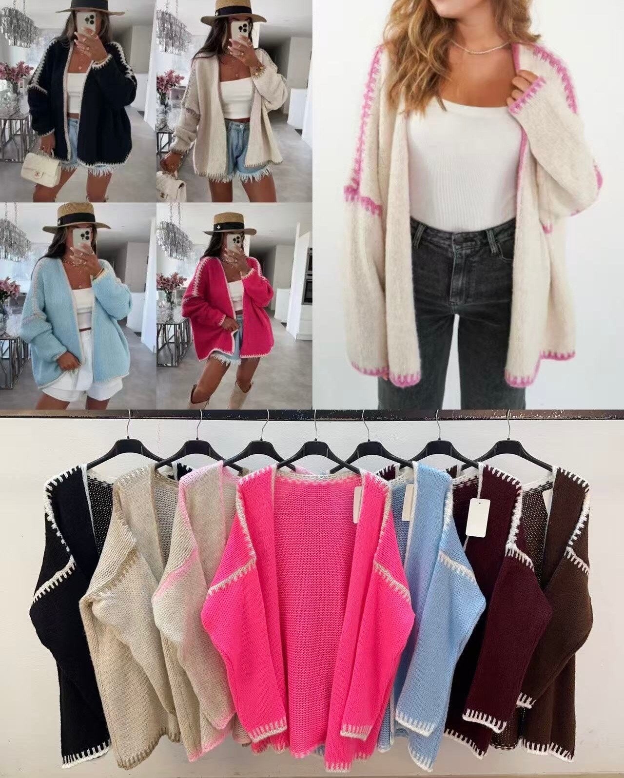 Open vest with border details