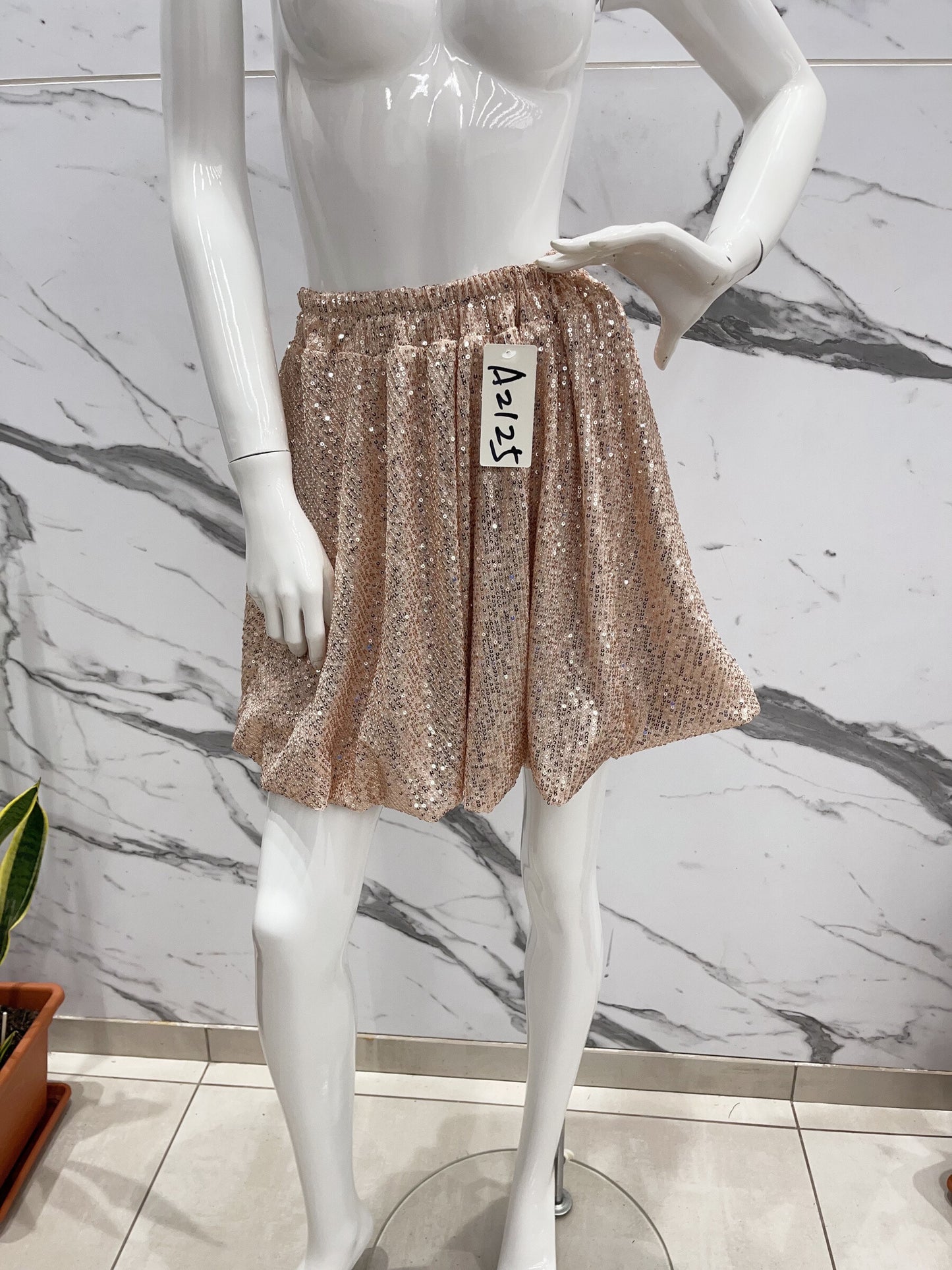 Shiny Sequined Elastic Waist Skirt