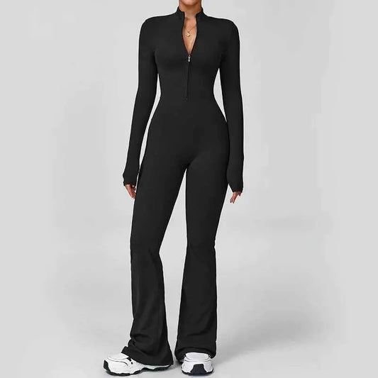 LANA – Fitted zip-up jumpsuit with high collar