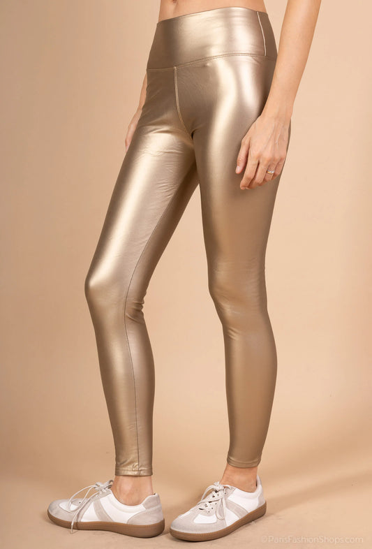High-waisted leather-look leggings with soft velvet lining