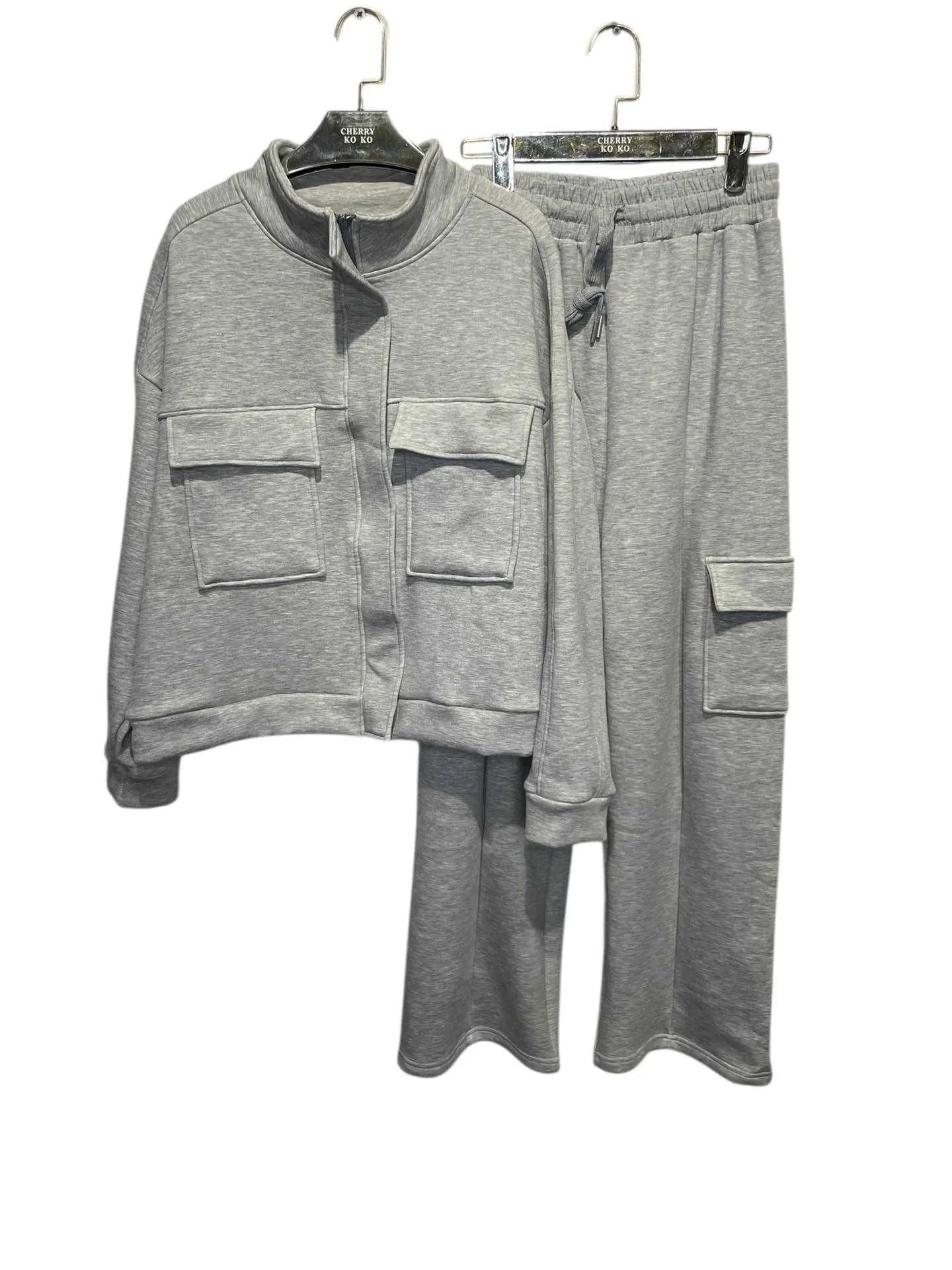 MALONE – Chunky knit cargo set with large pocket jacket