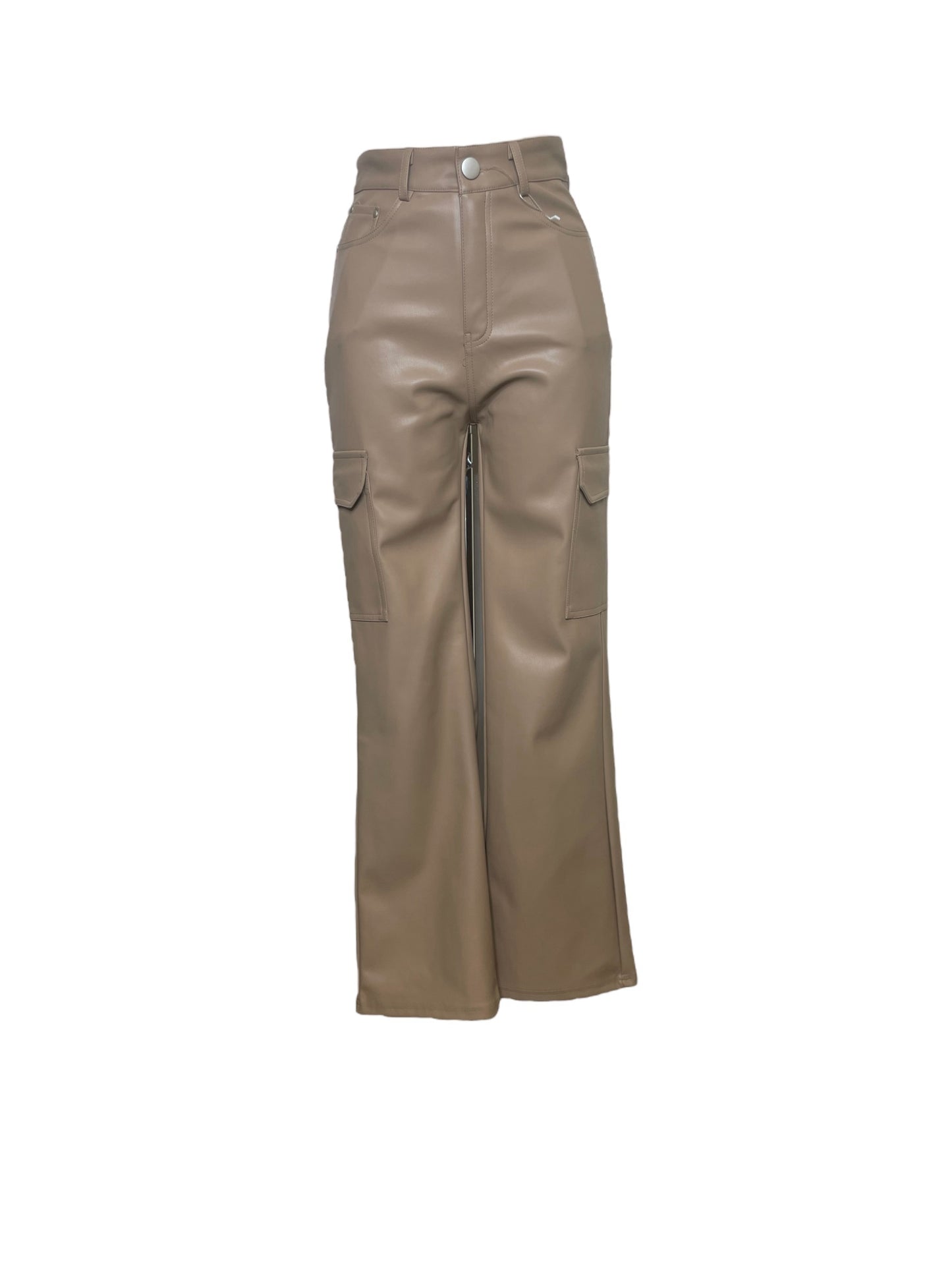 MILA – Wide-leg faux leather pants with back pockets