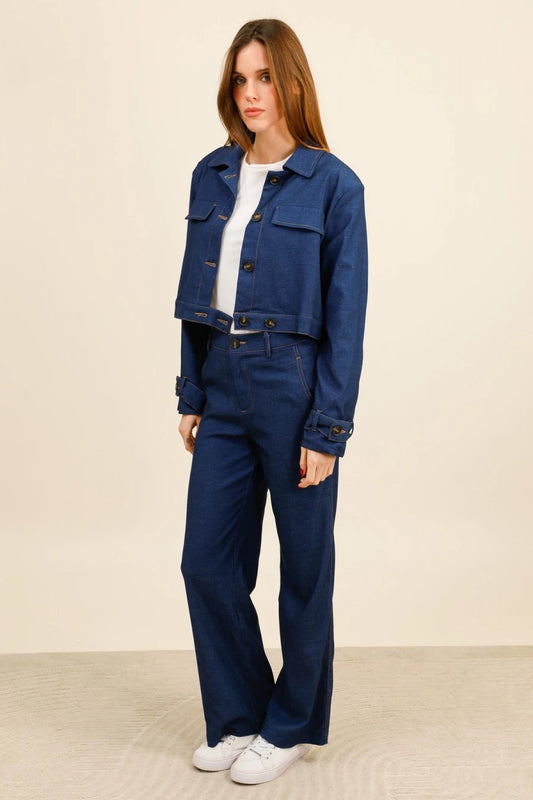 DENVER – Structured effect stretch denim set