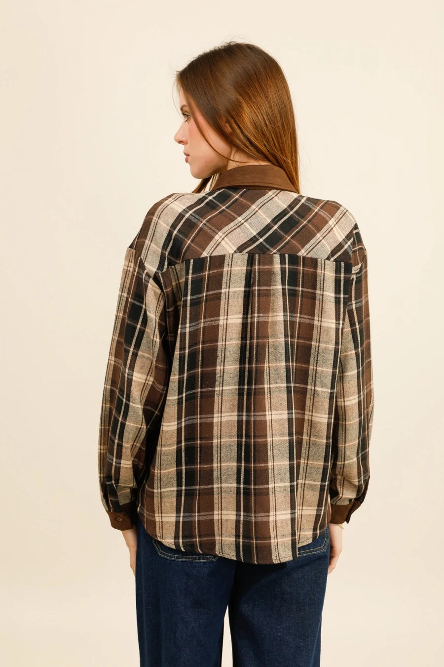 SIERRA – Checkered shirt with rhinestone-embellished collar