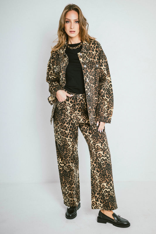 ORIANE – Pants - Straight-leg patterned denim jeans