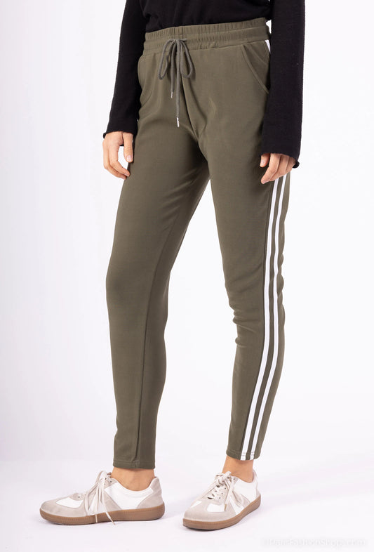 Pants with stripes on the side