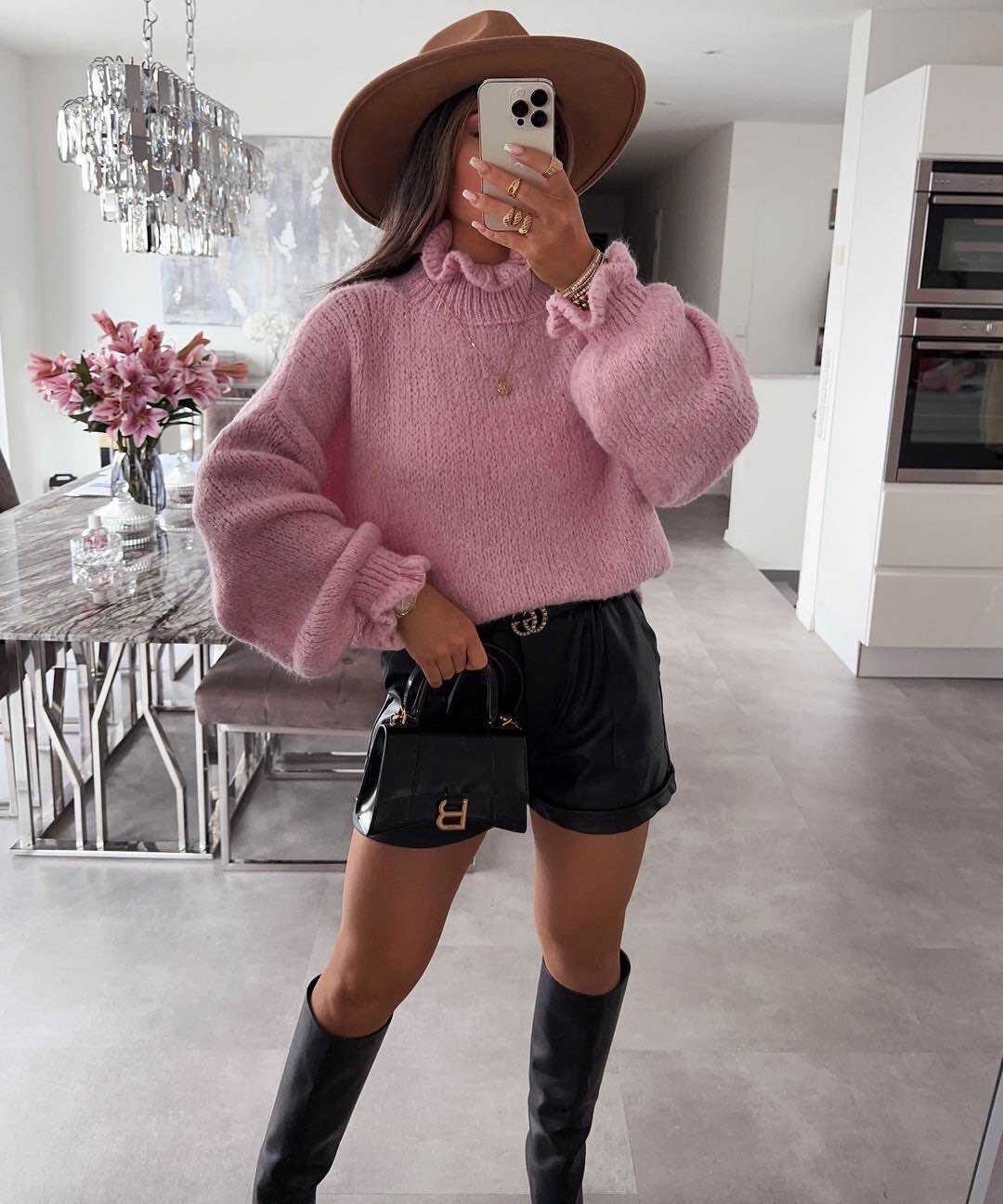 Wavy Turtleneck Sweater