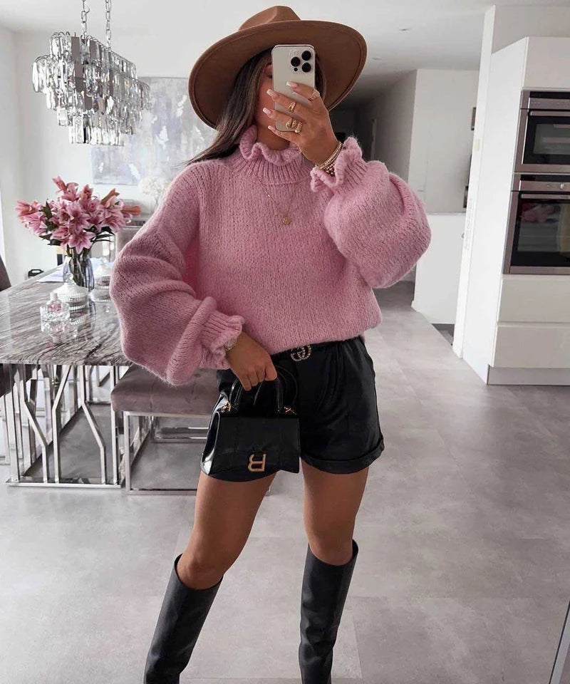 Wavy Turtleneck Sweater