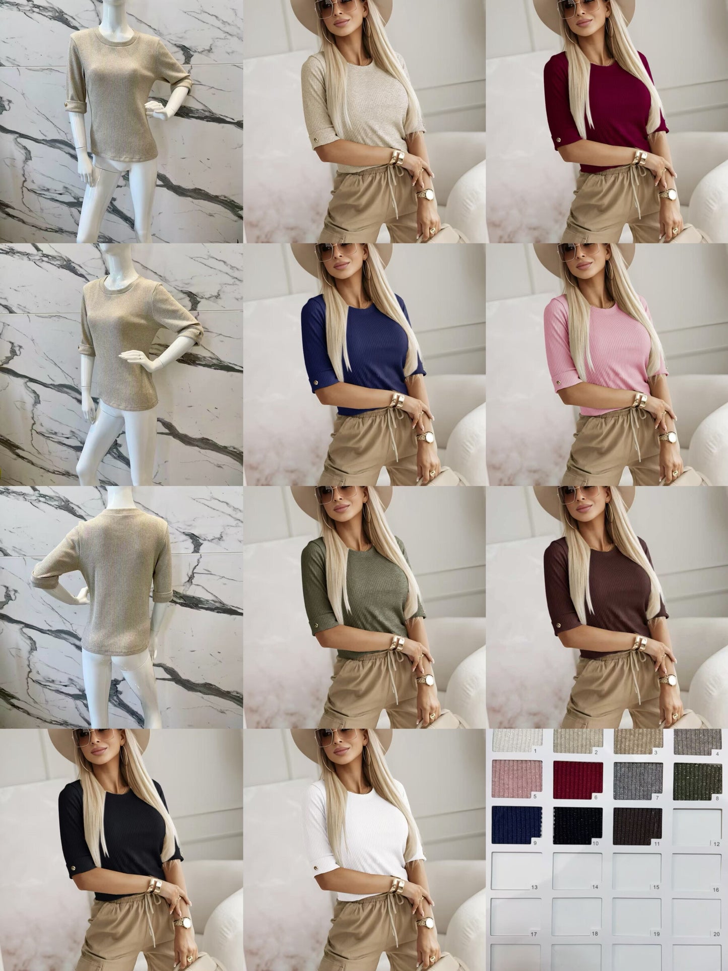 Sweater shiny material. Gold button