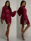 Sequin dress with tie