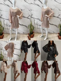 Sequin dress with tie