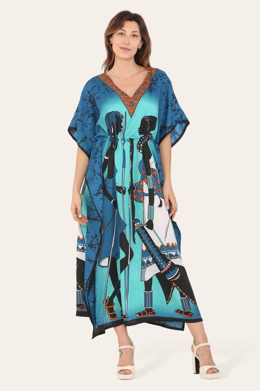 Caftan dress, traditional African style print, novelty Ref-9063L