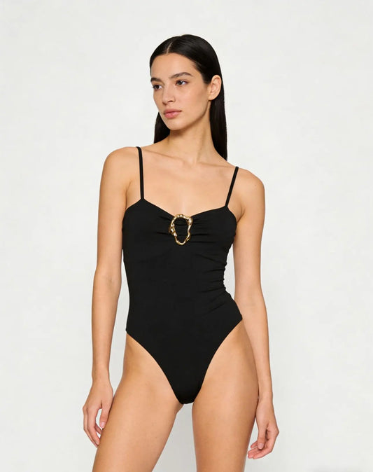 SELENA – Spaghetti strap bodysuit with central ring