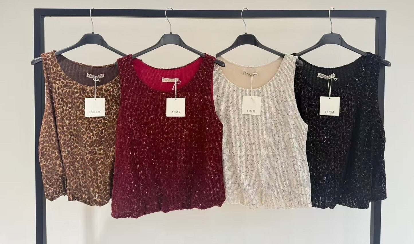 Leopard sequin top with lining