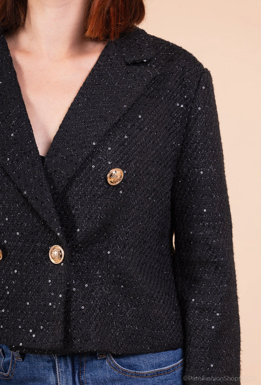 VALENTINA – Short double-breasted tweed jacket