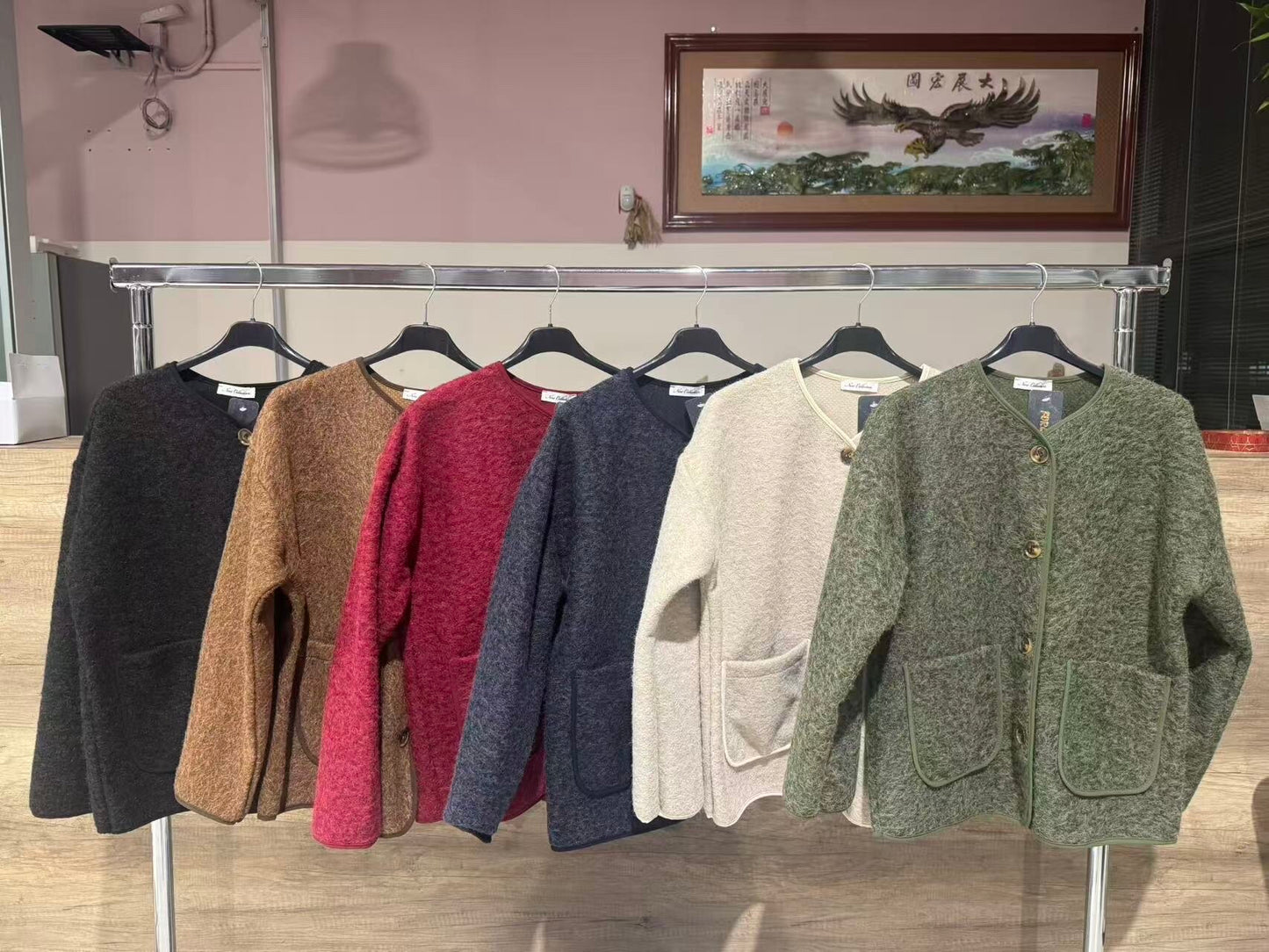 Boiled wool effect jacket with buttons and pockets