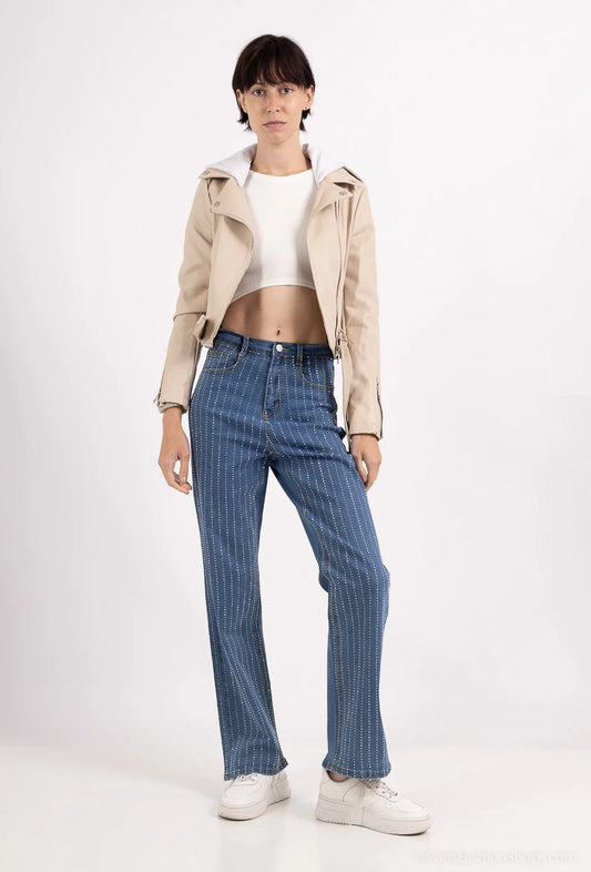 Faux leather jacket with hoodFaux leather jacket with hood