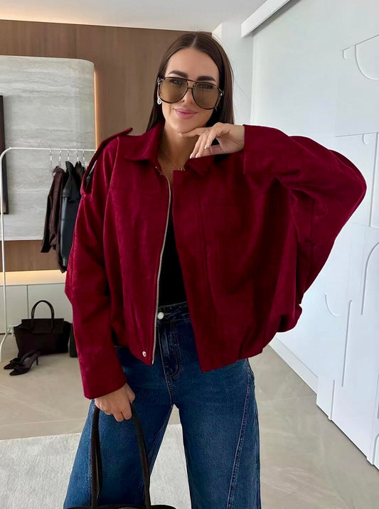 Oversize jacket with ultra trendy suede effect lining