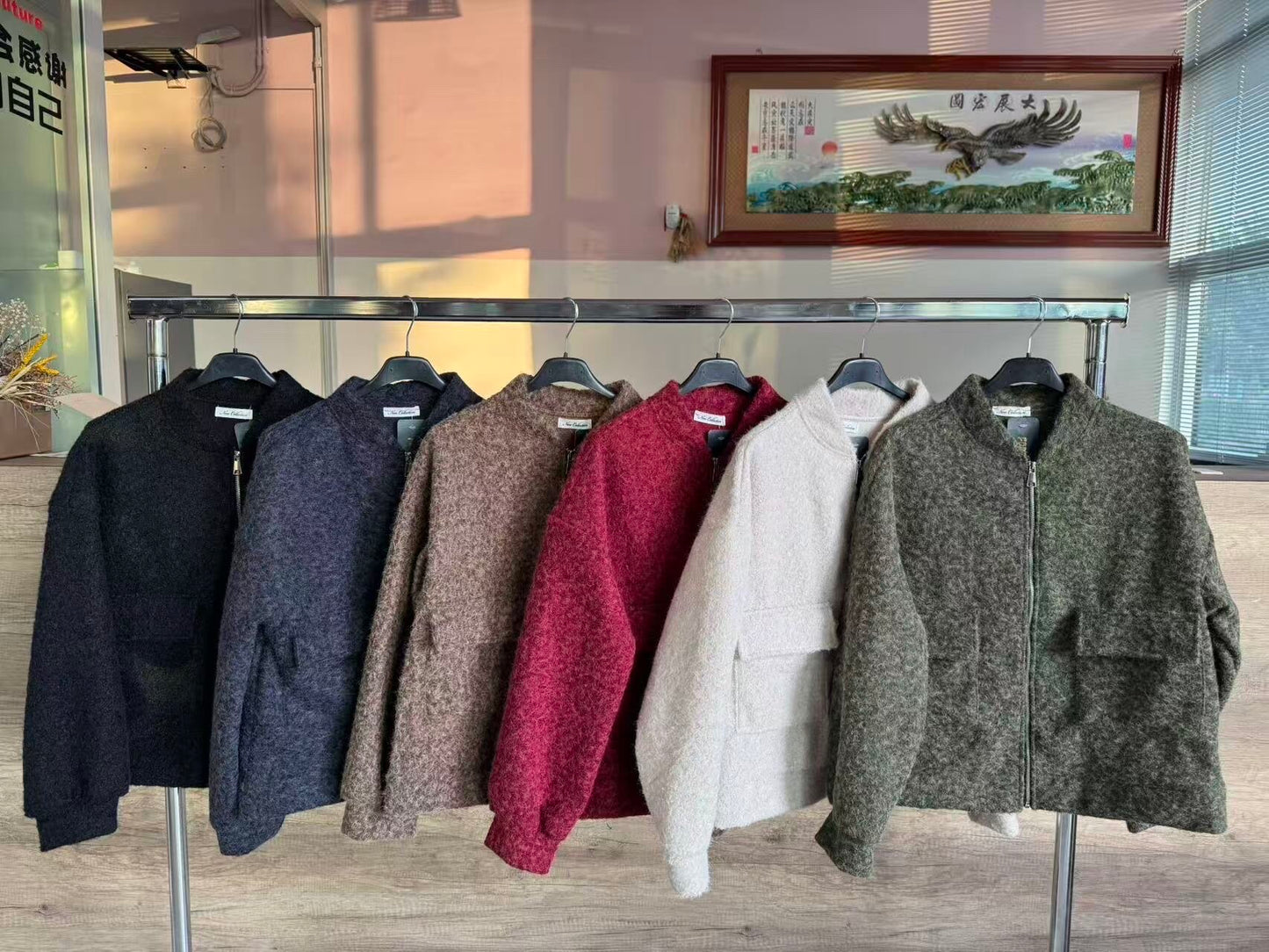 Boiled effect zipped jacket