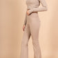 Long sleeve lace-up back top and flared pants set, sporty chic style