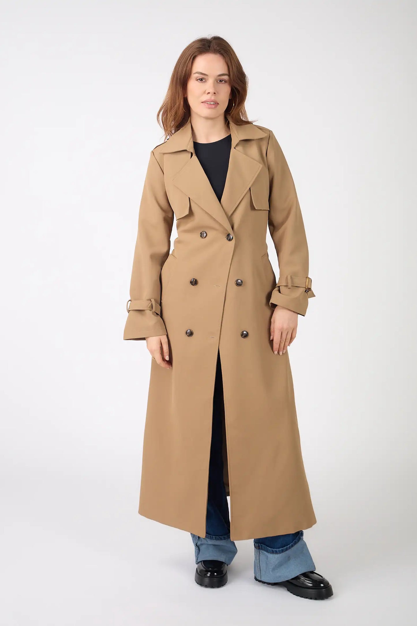 ALTHEA Trench Coat – Long Elegant Belted