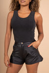 Ribbed cropped tank top, slim fit and round neck