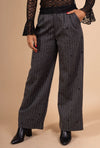 Wide pleated pants with stripes and polka dots