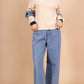 Wide-leg jeans with elastic waist and relaxed fit