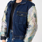 Denver - Two-tone denim jacket with printed sleeves