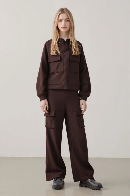 MALONE – Chunky knit cargo set with large pocket jacket