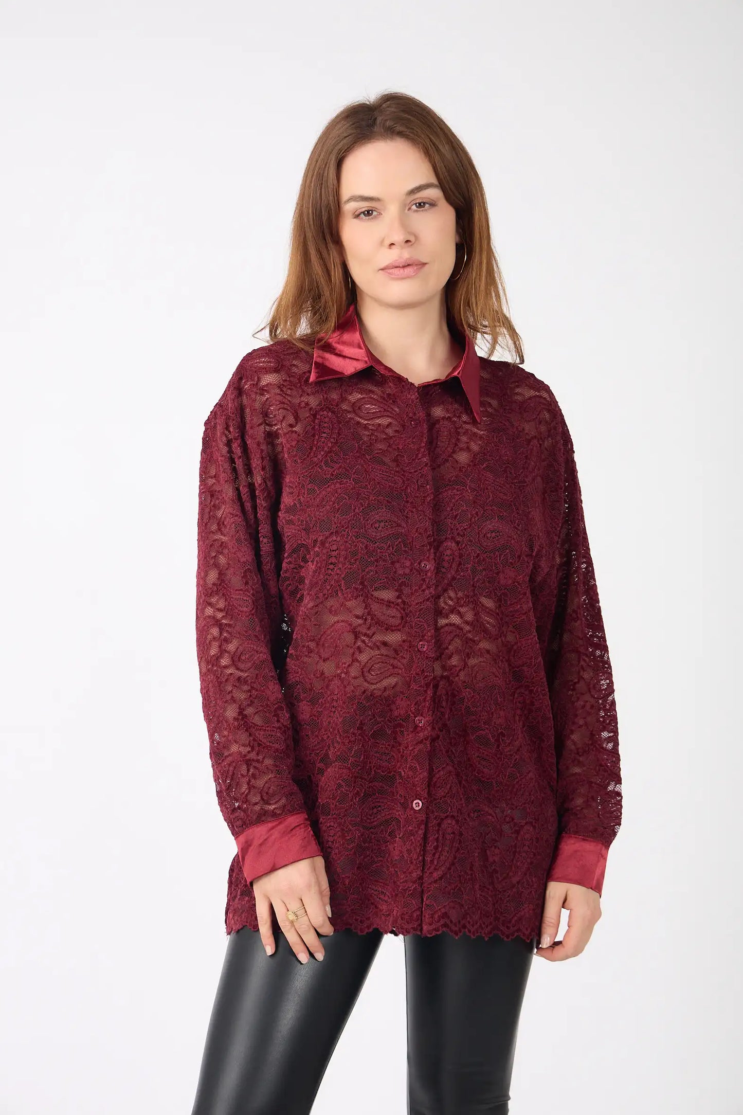 LACEY Shirt – Signature Lace & Satin Collar