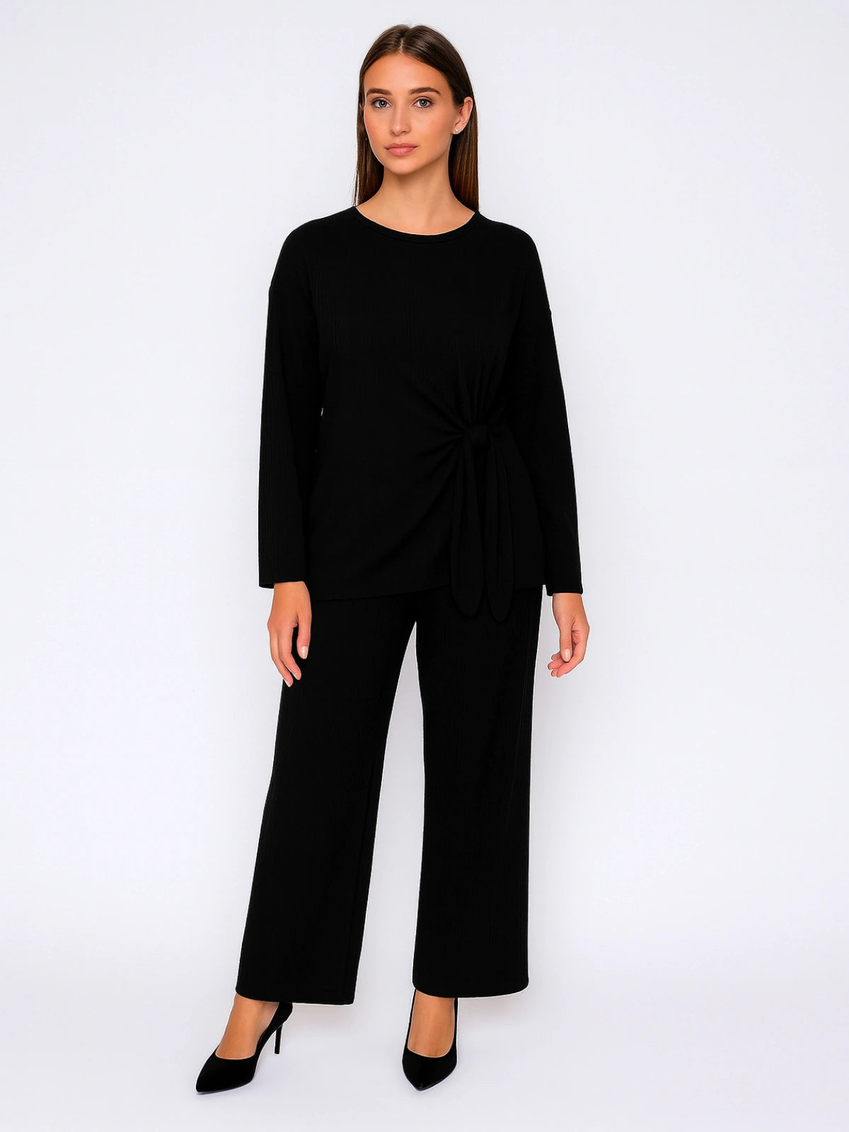 Ladies side tie top and trouser set
