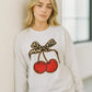 Ladies Bow Cherry Sweatshirt