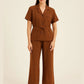 Italian Ladies Short Sleeve Tie Waisted Co-ord Set
