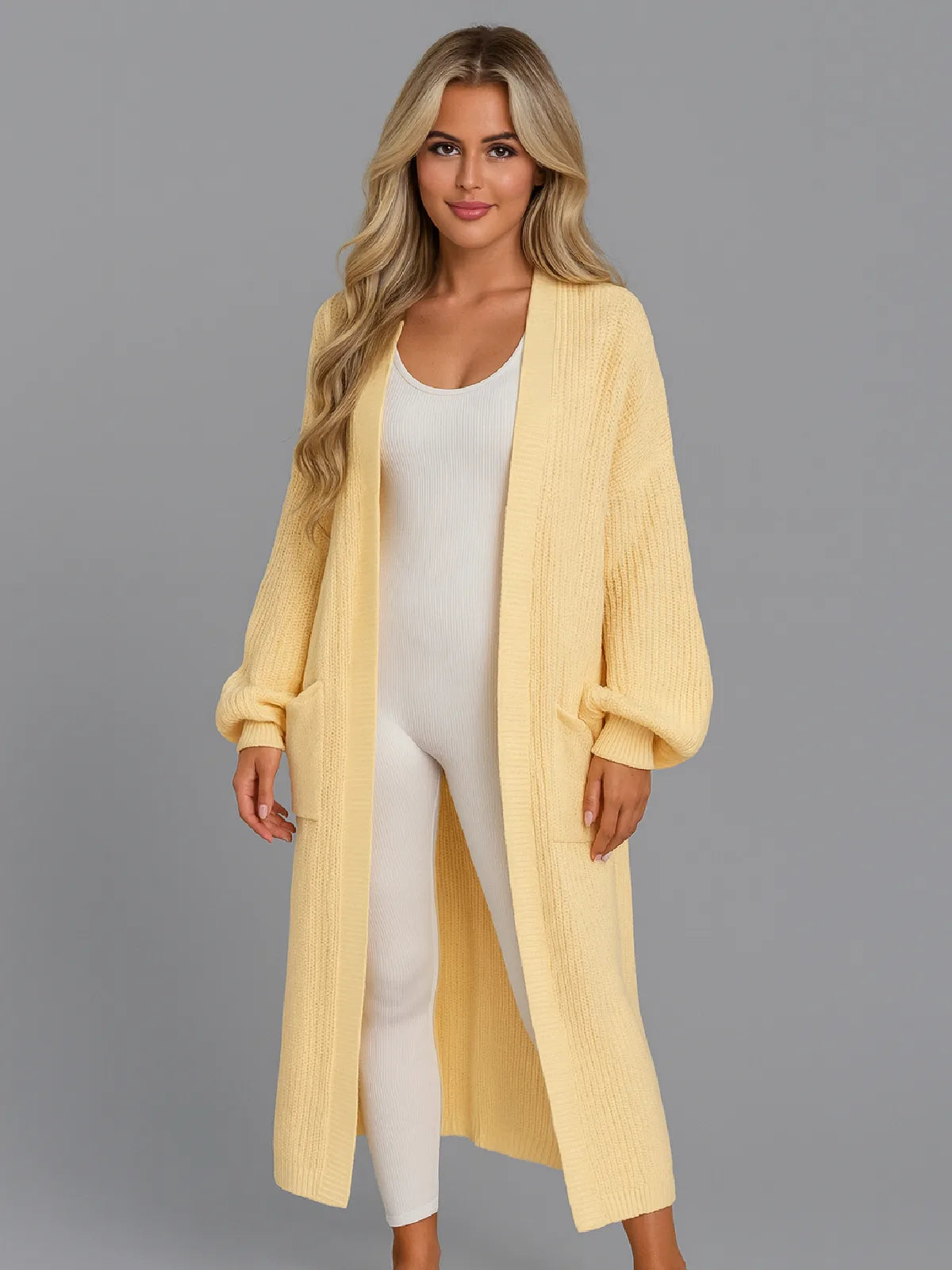 Long balloon sleeve cardigan