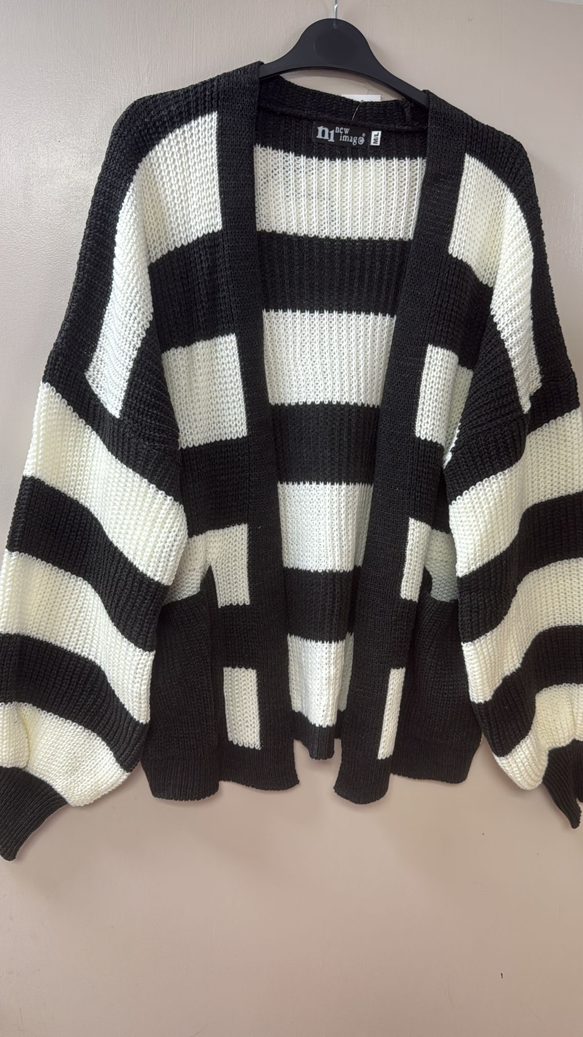 knitted balloon sleeve cropped cardigan