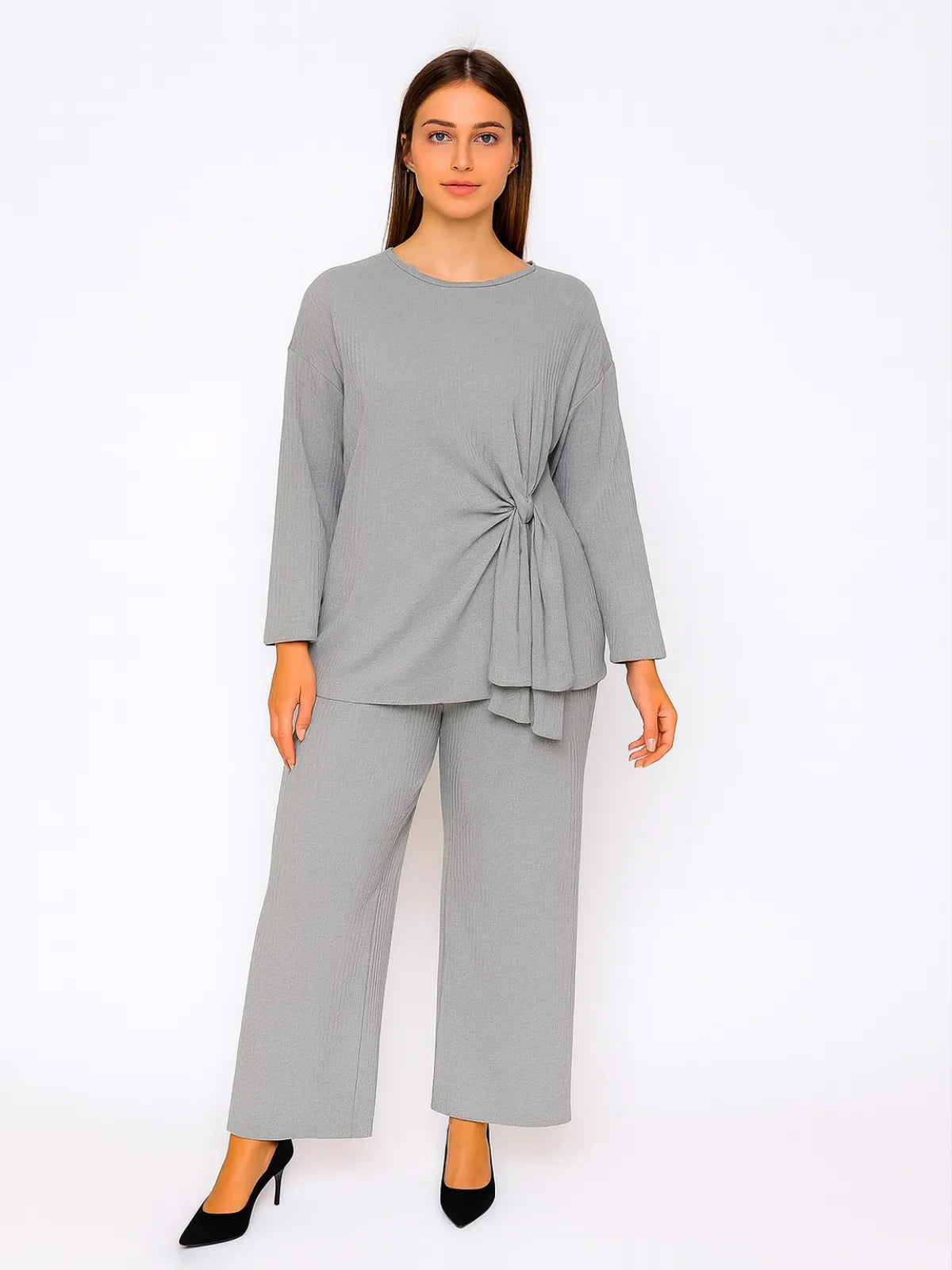 Ladies side tie top and trouser set